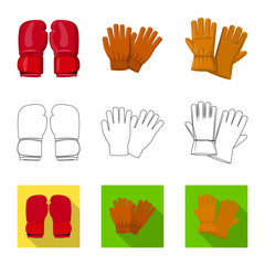 Vector illustration of glove and winter symbol. Collection of glove and equipment stock symbol for web.