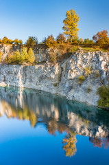 Autumn colorful Zakrzowek lake in Krakow, Poland