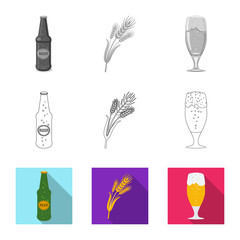 Vector illustration of pub and bar symbol. Set of pub and interior stock vector illustration.