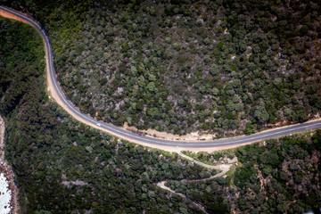 Aerial view to the road near Cape of Good Hope, Capetown, South Africa