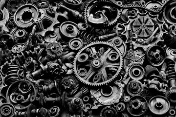 Steampunk texture, backgroung with mechanical parts, gear wheels