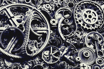 Steampunk texture, backgroung with mechanical parts, gear wheels