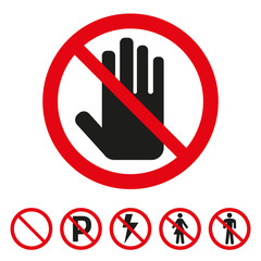 The sign of the stop icon on white background.