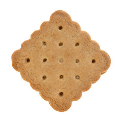 Top view of a single lemon creme cookie isolated on a white background.