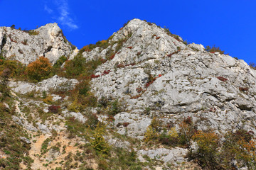 Top of mountain with blue sky 
