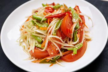 Thai traditional food, Papaya salad or Som Tam in Thai.