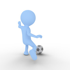 Stick figure playing football soccer