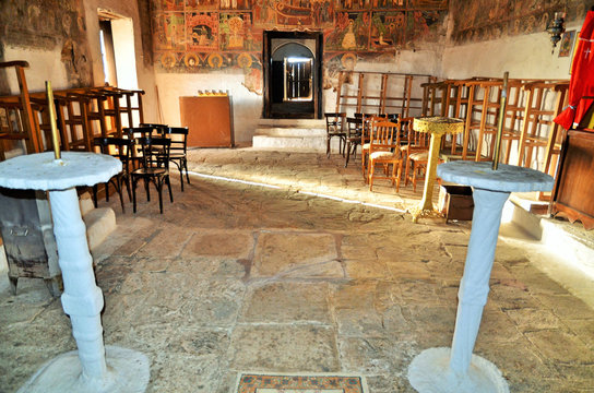 Inside the ancient church of Saint Athanasios (1614) in Tsaritsani, Elassona, Greece