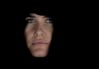 Fototapeta premium beautiful Woman On Black