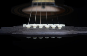 The Bridge and Saddle on a Acoustic Guitar