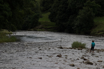 Fototapeta na wymiar Paddling in the river