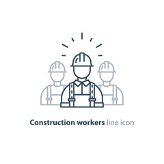 Labor workforce, construction workers group in helmet, three builders - 229251557