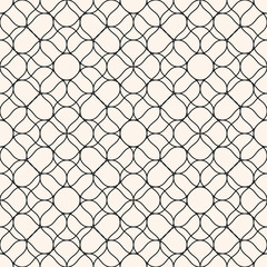 Naklejka premium Vector mesh seamless pattern. Black thin plaited wavy lines. Illustration of fishnet, lace, mesh, net. Subtle monochrome background, simple repeat texture. Design for prints, decoration, web, textile