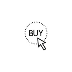 line arrow on buy button icon on white background
