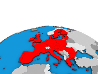 European Union on political 3D globe.