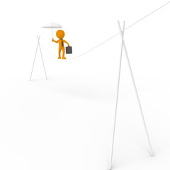 Businessman Walking the Tightrope