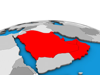 CCASG countries on political 3D globe.