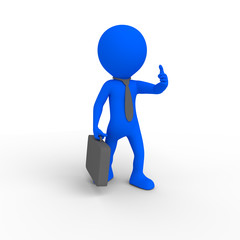 Blue Business Stick Figures with Briefcase