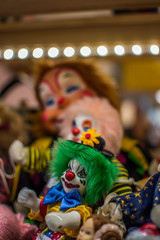 colorful wooden doll on white background