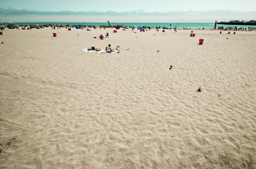 Sandy beach in Santa Cruz California on a summer day