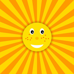 Funny sun icon illustration for kids. Vector