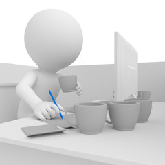 Working and drinking coffe