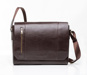 brown leather men casual or business messenger case