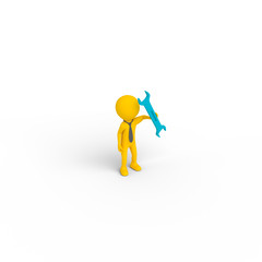 Character holding a tool