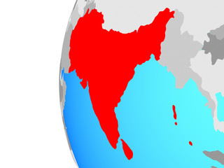 Fototapeta premium South Asia on blue political globe.