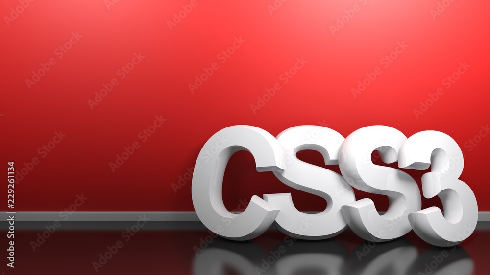 Poster css3 white 3d write at red wall - 3d rendering