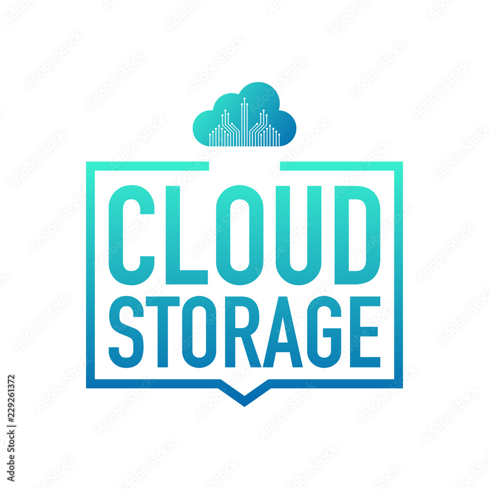 Poster concepts cloud storage. synchronization and storage of data.