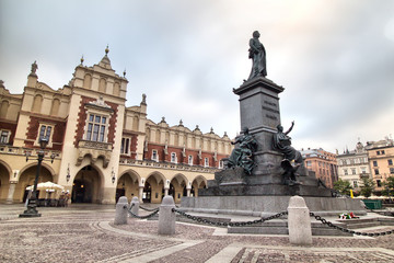 Fototapeta na wymiar Cloth Hall and St Mary s Church at Main Market Square in Cracow Poland