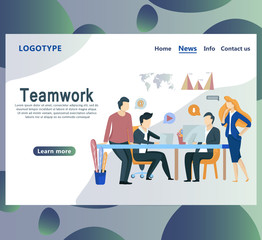Meeting business people. Web page design templates for digital marketing, teamwork, business strategy, and analytics.