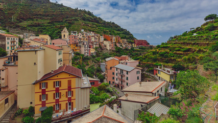 Fototapeta na wymiar Houses of the village of Manarola, Cinque Terre, Italy