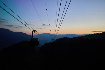 cableway at the sunset