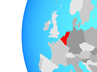 Obraz premium Benelux Union on blue political globe.