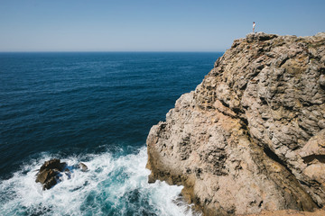 The Atlantic Ocean at the Portuguese Coast Rocks