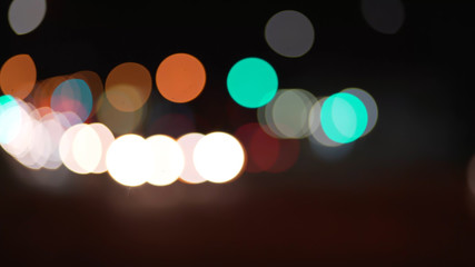 City street bokeh lights moving in the distance for green screen