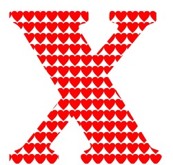 Uppercase letter X with a red heart pattern - 229266911