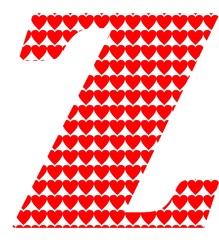 Uppercase letter Z with a red heart pattern - 229266921