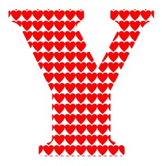 Uppercase letter Y with a red heart pattern - 229266933