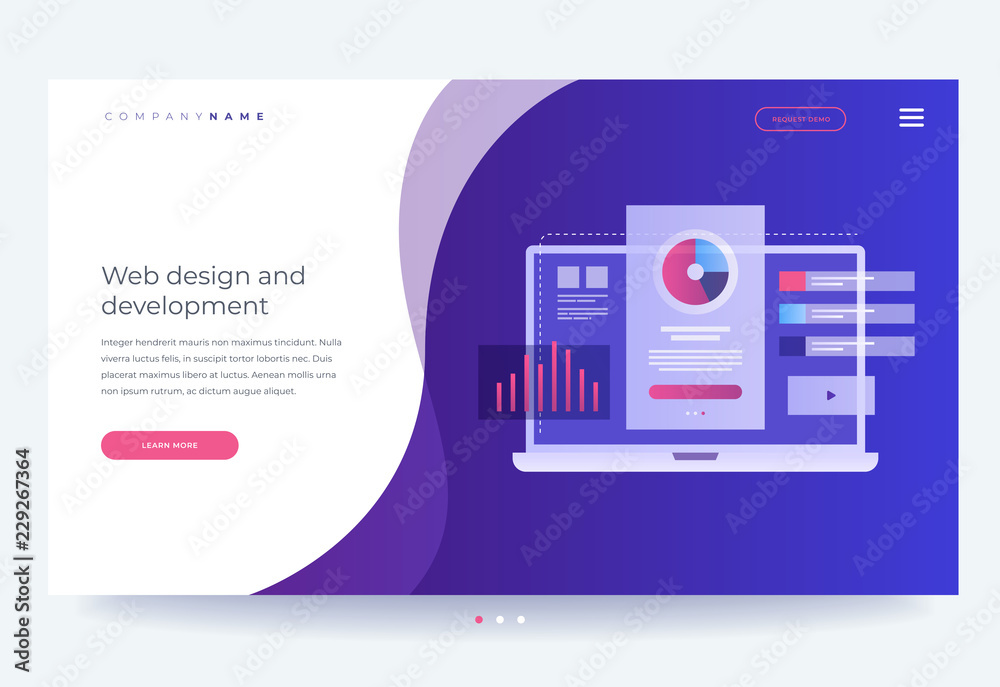 Poster homepage. the concept of developing mobile ui / ux interface. laptop with interface elements. digita