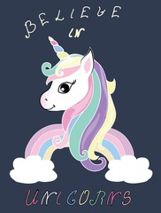 cute unicorn vector illustration for print design
