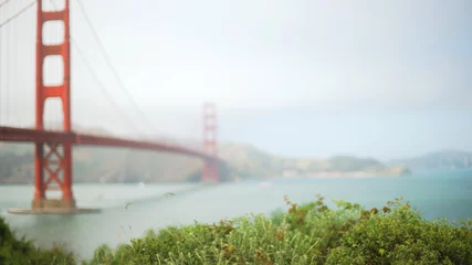 Poster San Francisco Golden Gate bridge seen from nearby trail © rocketclips