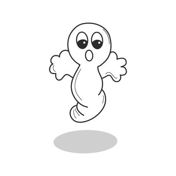 Cute ghost icon. Halloween symbol. Hand drawn illustration vector.