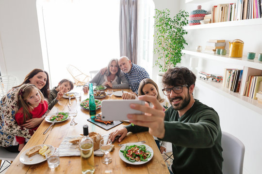 Family dining at home.