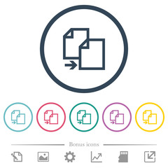 Copy item flat color icons in round outlines