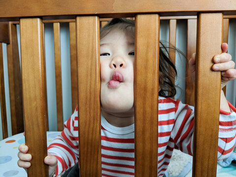 Toddler making kissy face