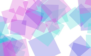 Multicolored translucent squares on white background. Red tones. 3D illustration