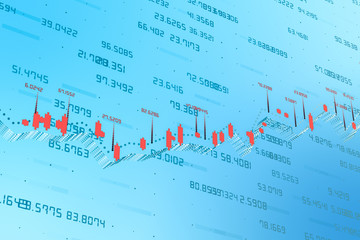 3d rendering, Stock chart with blue background